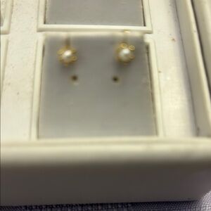 Elegant Gold and White Earrings